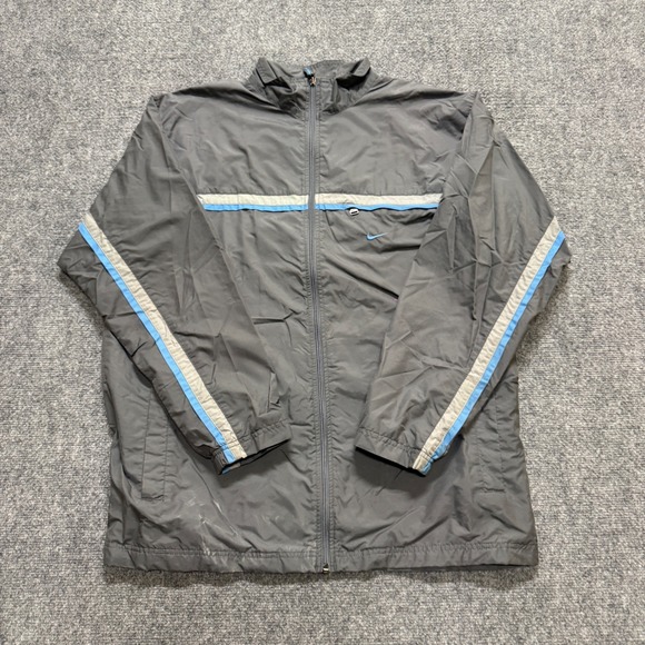 Other - VTG Nike Nylon Jacket Men's L Longsleeve rack Jacket Baby Blue Gray Y2K 90s
